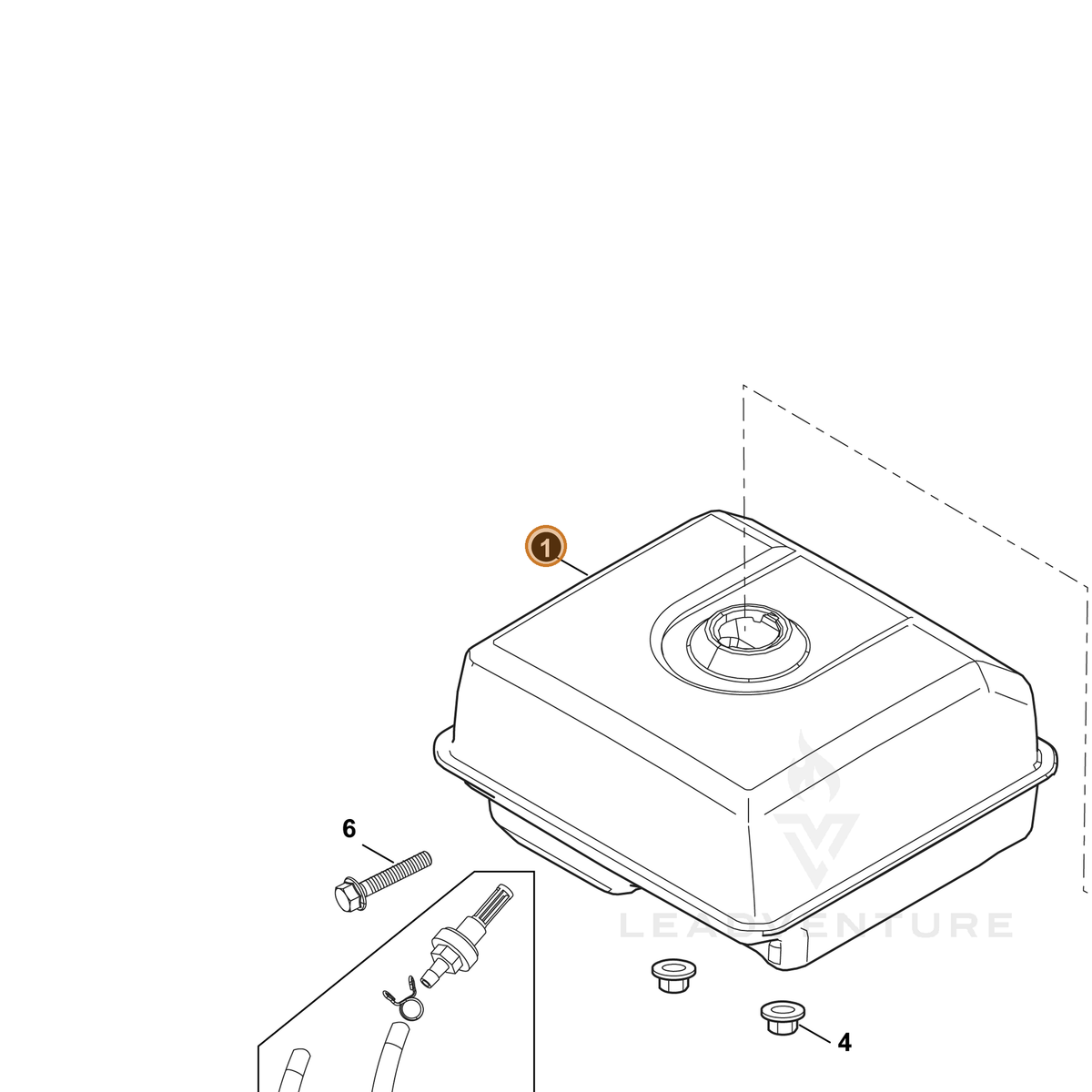 ECHO part YH455000040 — IPL diagram snippet (6x zoom, amber highlight)