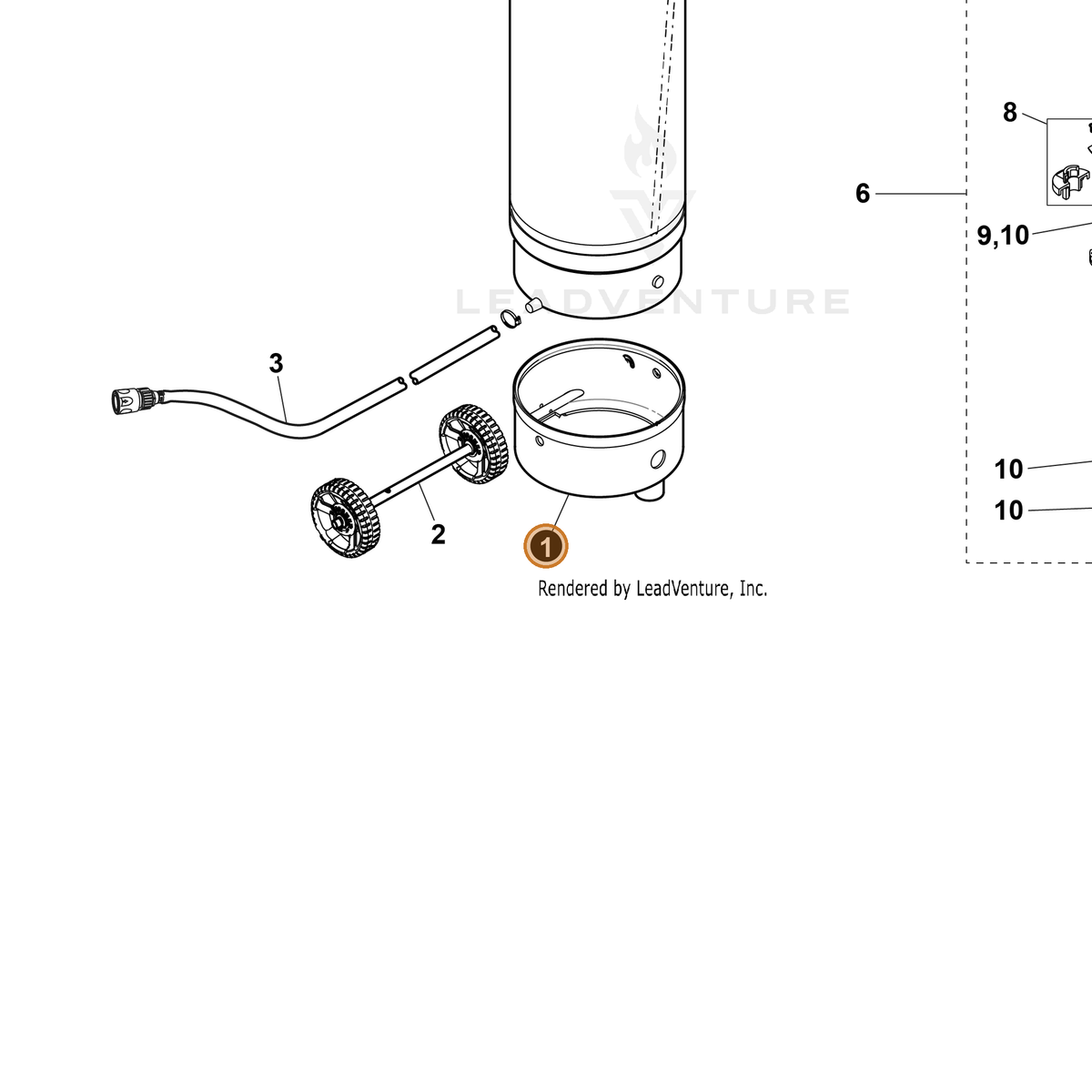 ECHO part YH455000070 — IPL diagram snippet (6x zoom, amber highlight)