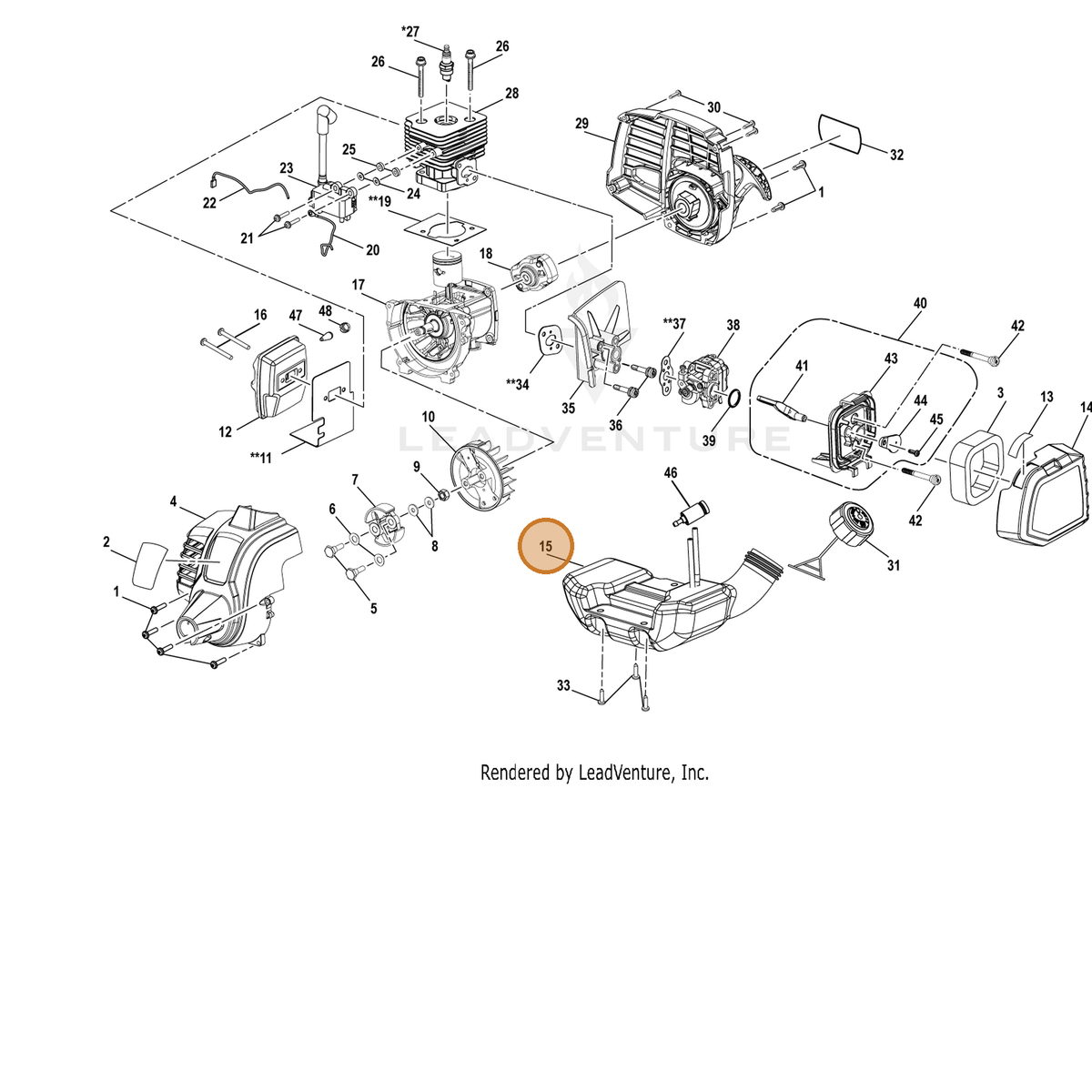 Echo part YH455000110 — IPL diagram snippet (6x zoom, amber highlight)