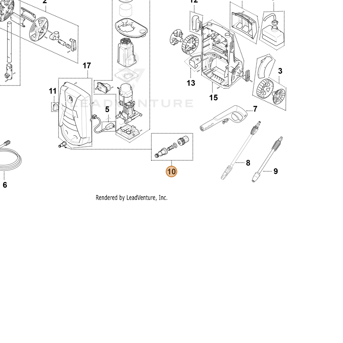 ECHO part YH456000011 — IPL diagram snippet (6x zoom, amber highlight)