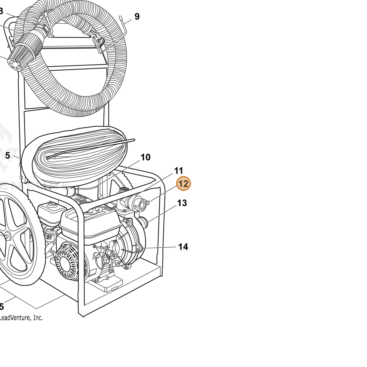 ECHO part YH456000030 — IPL diagram snippet (6x zoom, amber highlight)