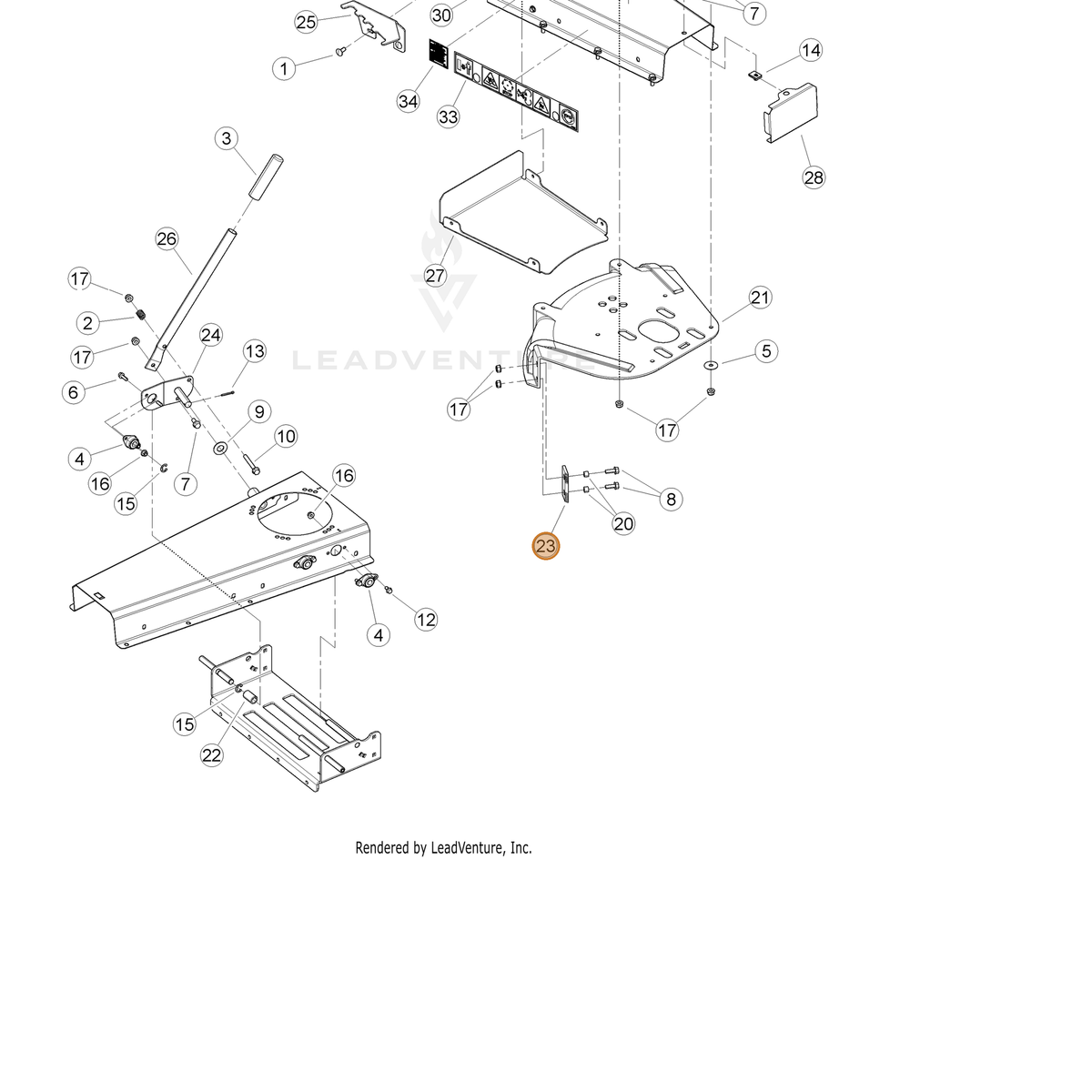 ECHO part YH457000010 — IPL diagram snippet (6x zoom, amber highlight)