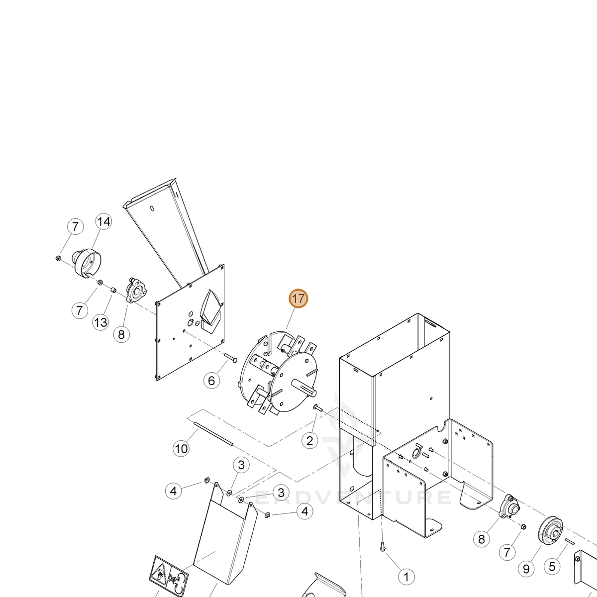 ECHO part YH457000100 — IPL diagram snippet (6x zoom, amber highlight)