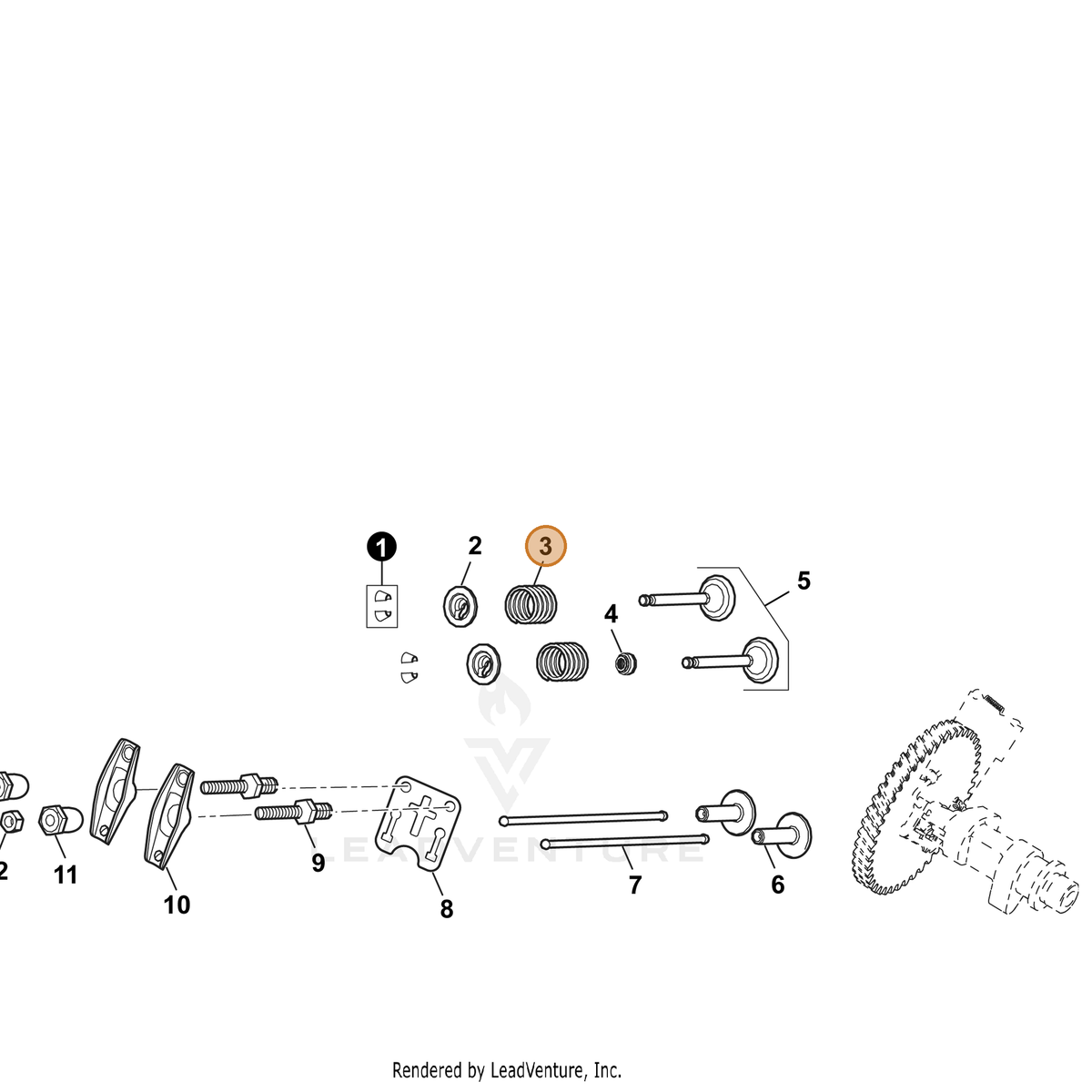 ECHO part YH458000130 — IPL diagram snippet (6x zoom, amber highlight)