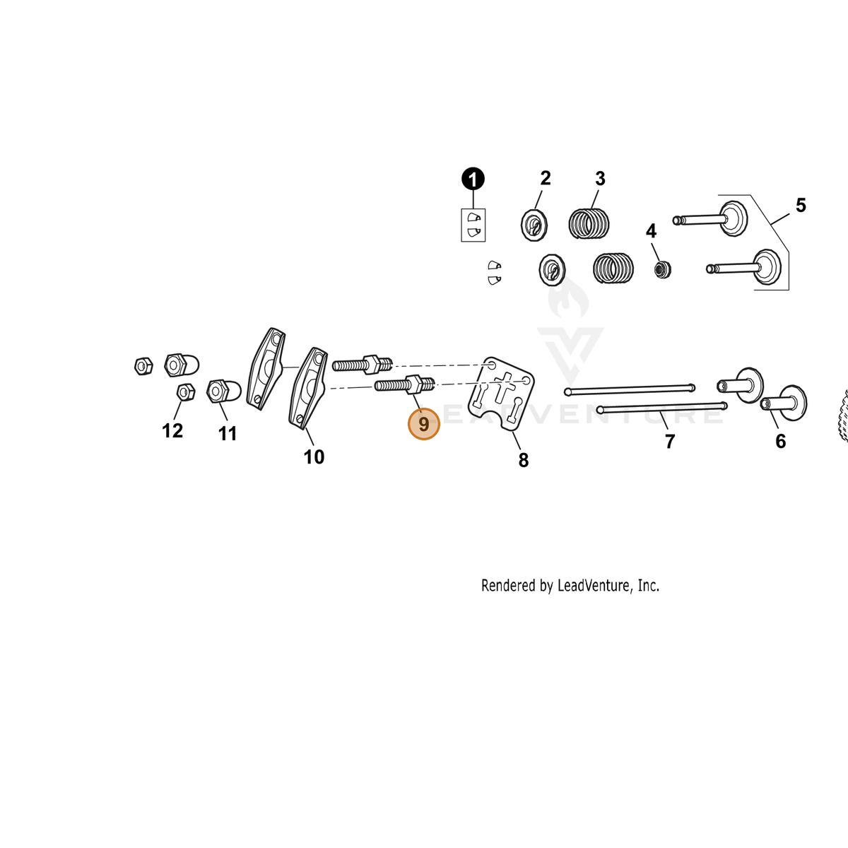 ECHO part YH458000190 — IPL diagram snippet (6x zoom, amber highlight)