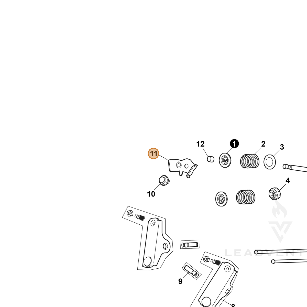 ECHO part YH458000340 — IPL diagram snippet (6x zoom, amber highlight)