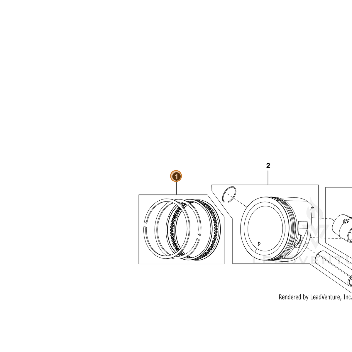 ECHO part YH458000410 — IPL diagram snippet (6x zoom, amber highlight)