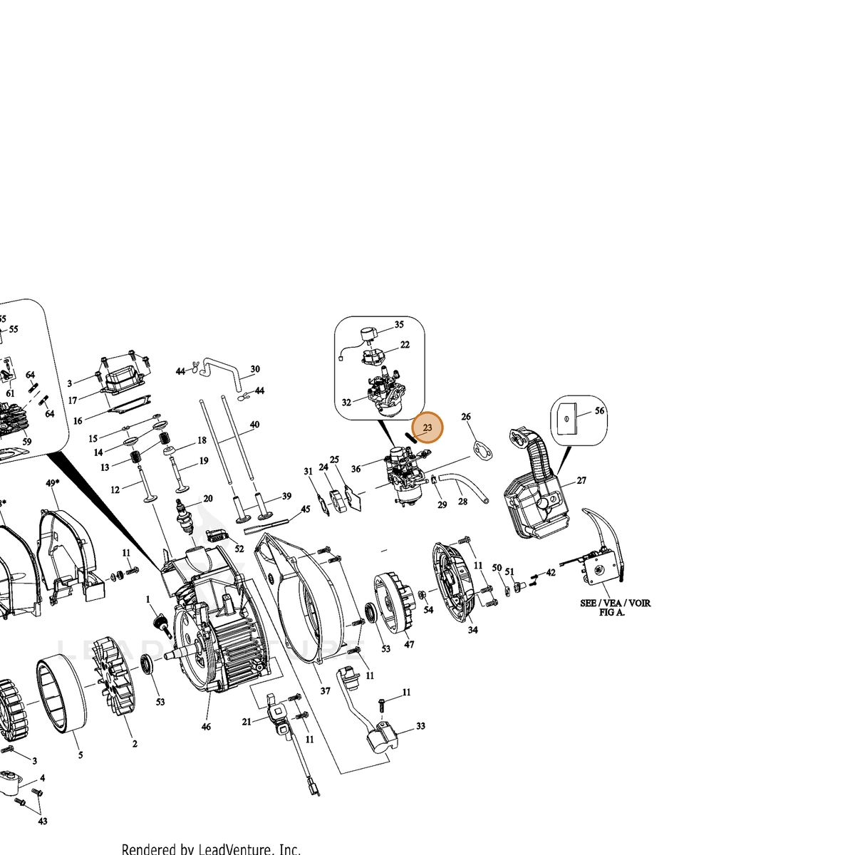 ECHO part YH458000440 — IPL diagram snippet (6x zoom, amber highlight)
