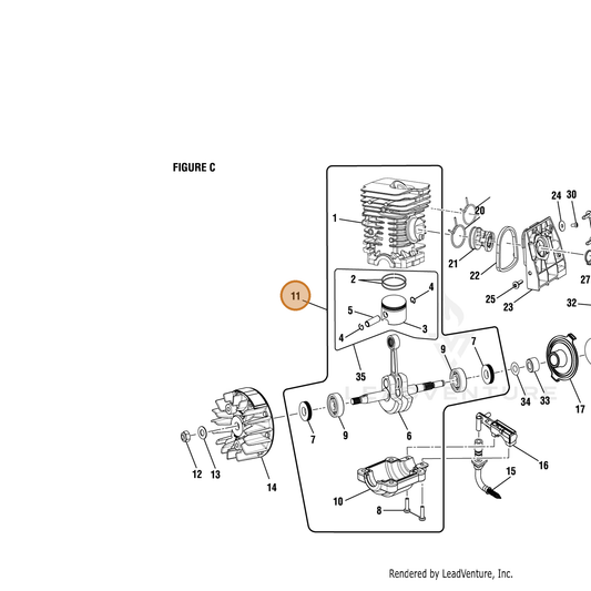 Echo part YH458000510 — IPL diagram snippet (6x zoom, amber highlight)