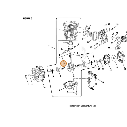 Echo part YH458000580 — IPL diagram snippet (6x zoom, amber highlight)
