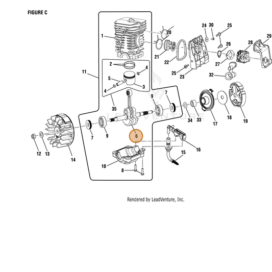 Echo part YH458000670 — IPL diagram snippet (6x zoom, amber highlight)