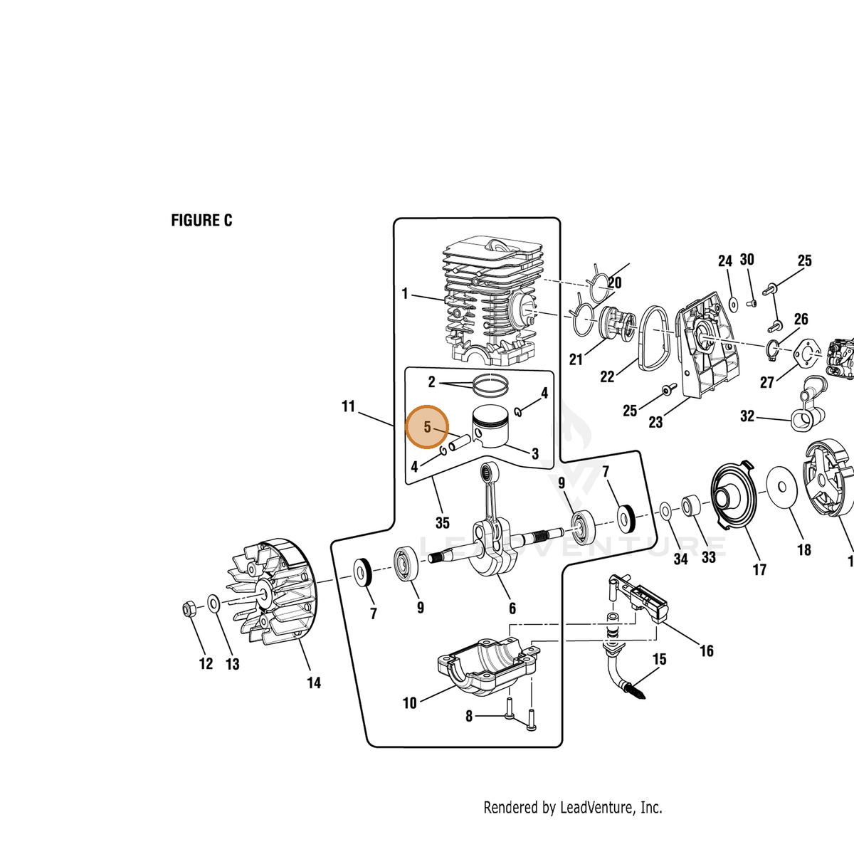 Echo part YH458000680 — IPL diagram snippet (6x zoom, amber highlight)