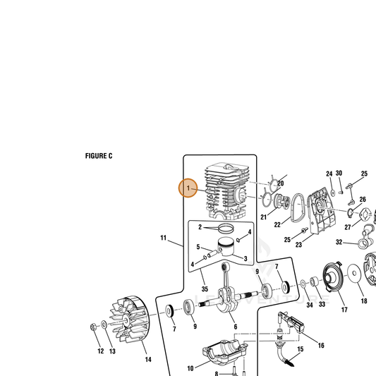 Echo part YH458000700 — IPL diagram snippet (6x zoom, amber highlight)