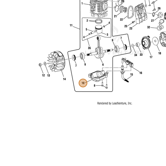 Echo part YH458000730 — IPL diagram snippet (6x zoom, amber highlight)