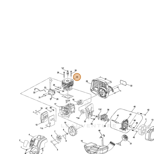 Echo part YH458000740 — IPL diagram snippet (6x zoom, amber highlight)