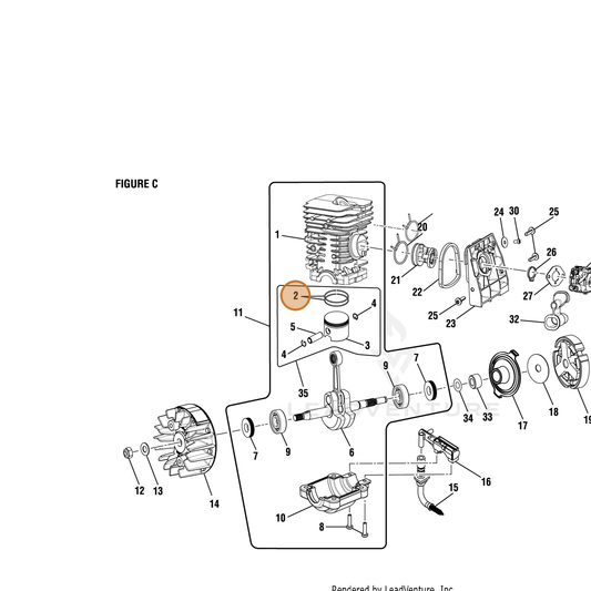 Echo part YH458000750 — IPL diagram snippet (6x zoom, amber highlight)