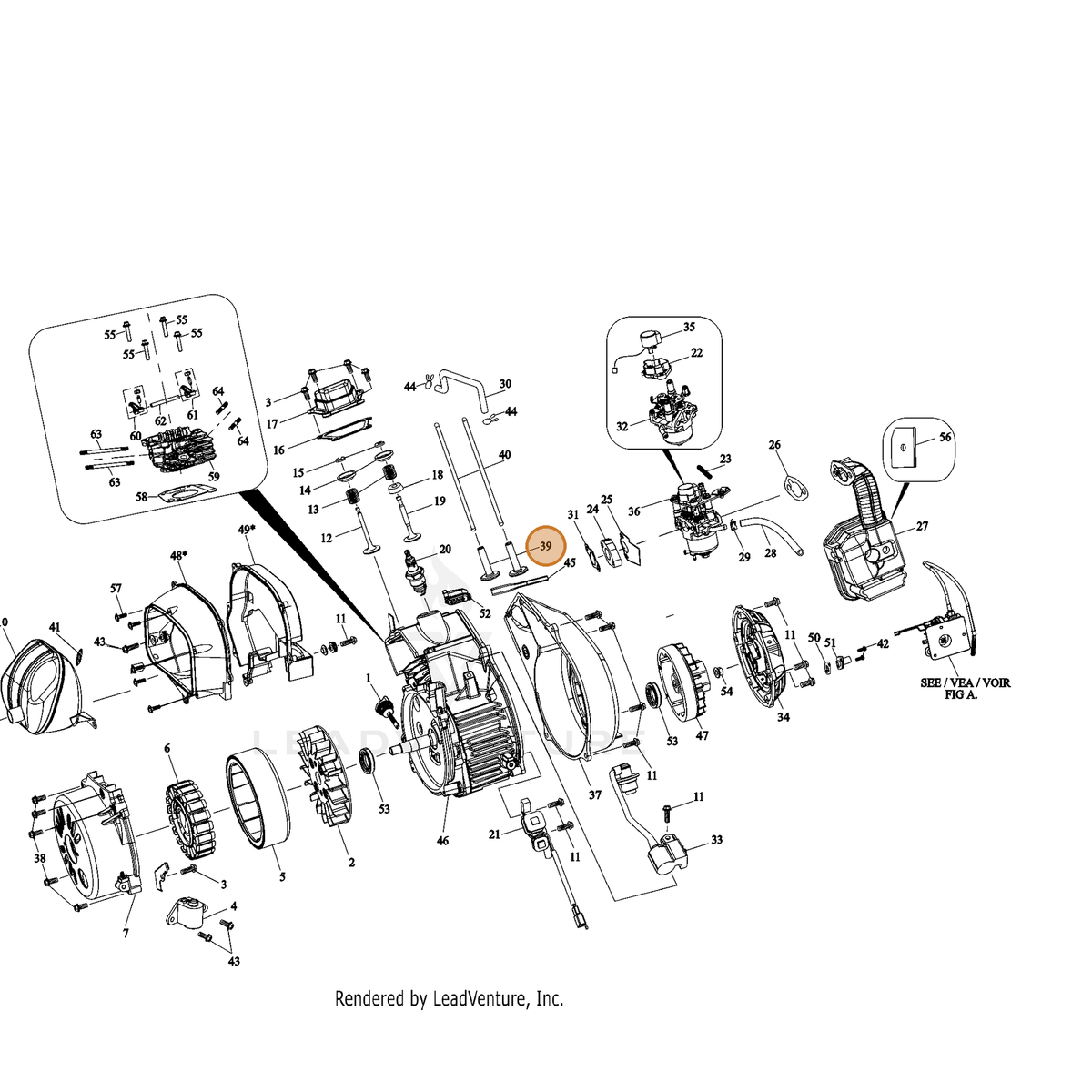 ECHO part YH458001000 — IPL diagram snippet (6x zoom, amber highlight)