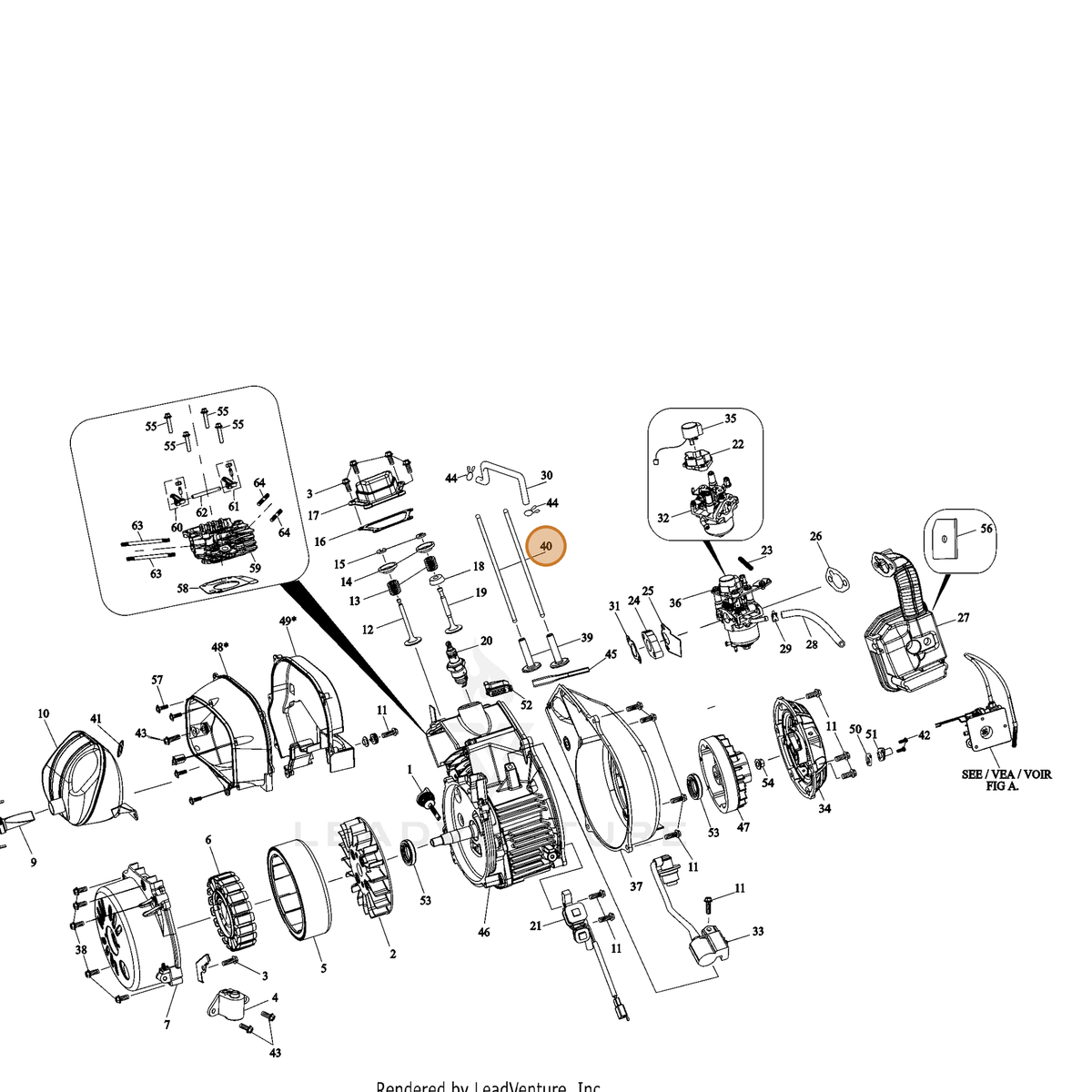 ECHO part YH458001010 — IPL diagram snippet (6x zoom, amber highlight)