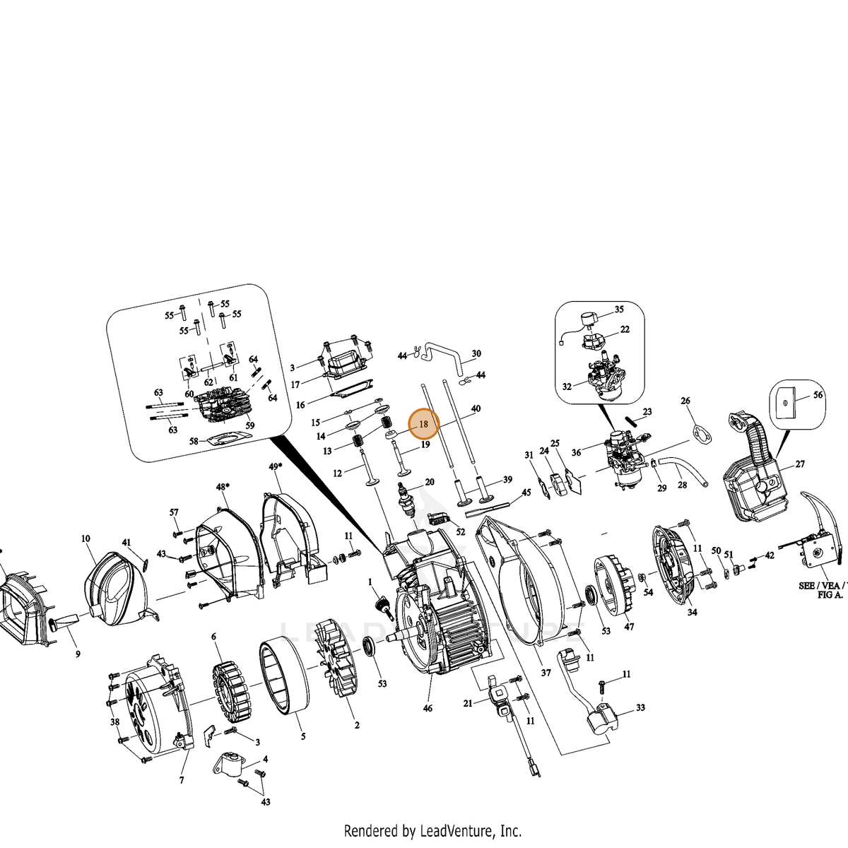 ECHO part YH458001040 — IPL diagram snippet (6x zoom, amber highlight)