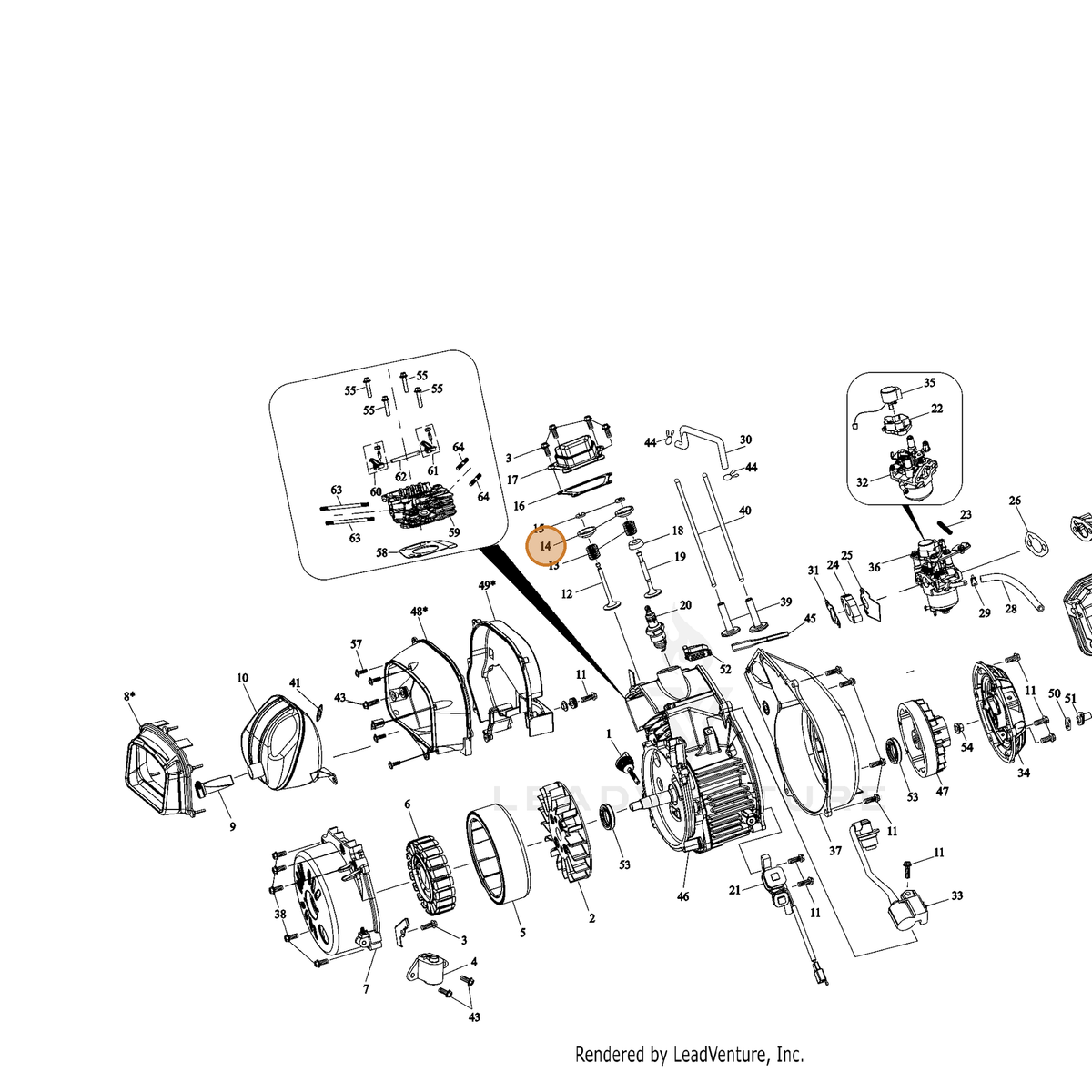 ECHO part YH458001060 — IPL diagram snippet (6x zoom, amber highlight)