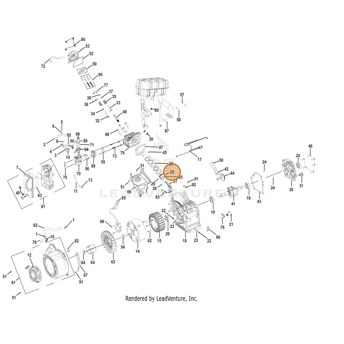 ECHO part YH458001130 — IPL diagram snippet (6x zoom, amber highlight)