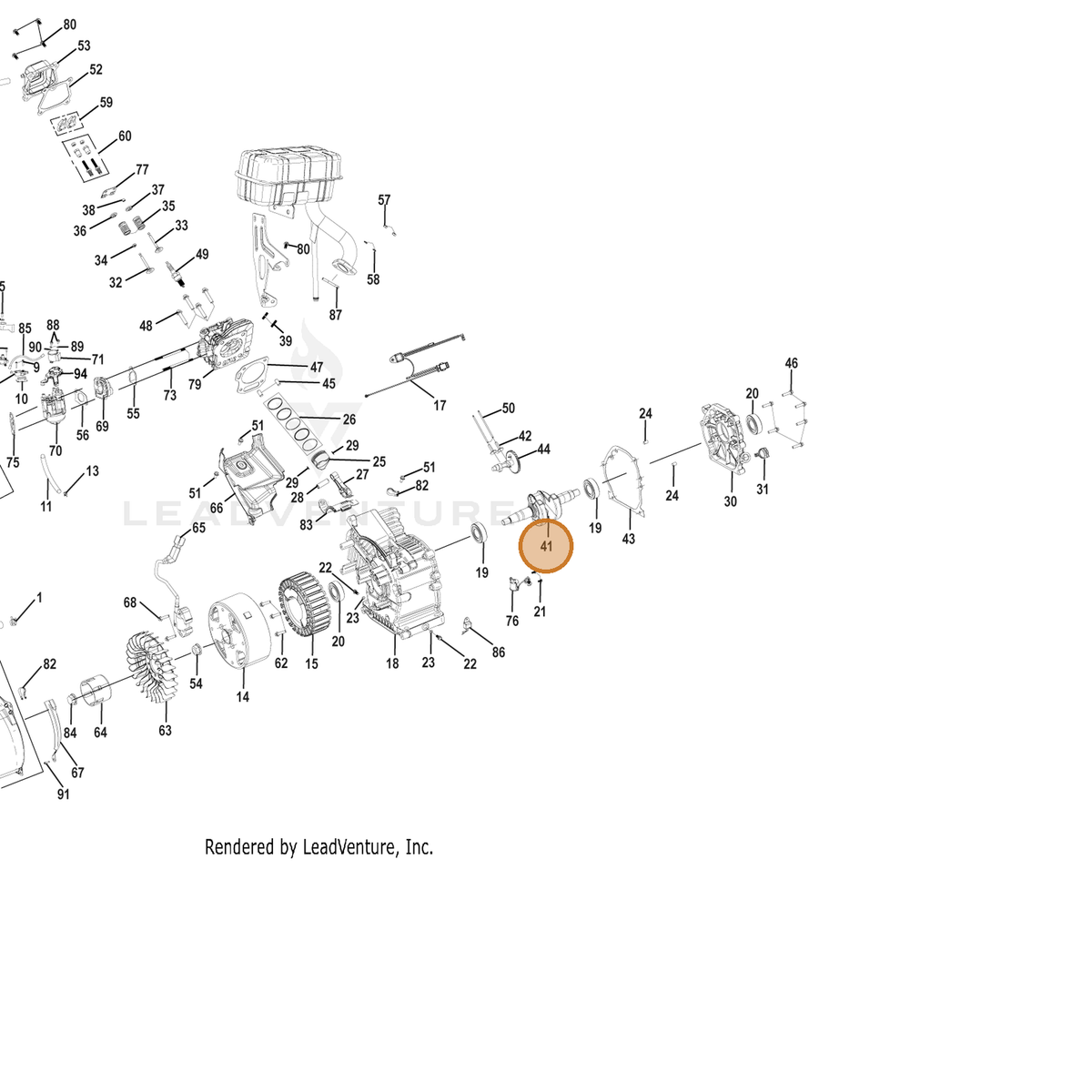 ECHO part YH458001220 — IPL diagram snippet (6x zoom, amber highlight)