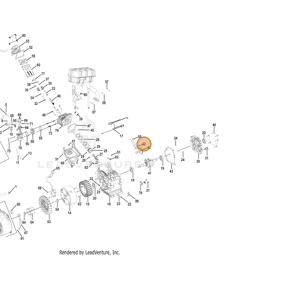 ECHO part YH458001230 — IPL diagram snippet (6x zoom, amber highlight)