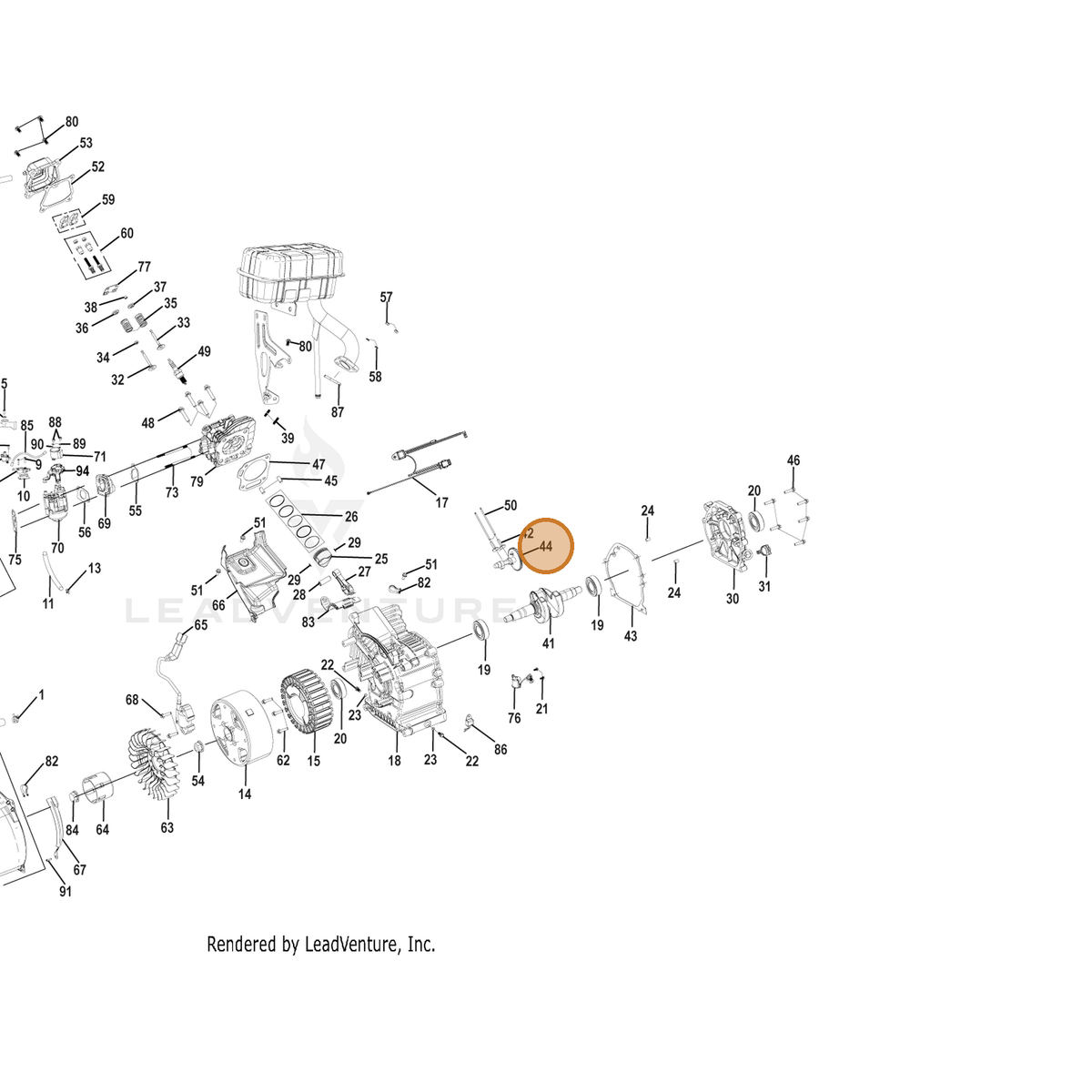 ECHO part YH458001240 — IPL diagram snippet (6x zoom, amber highlight)