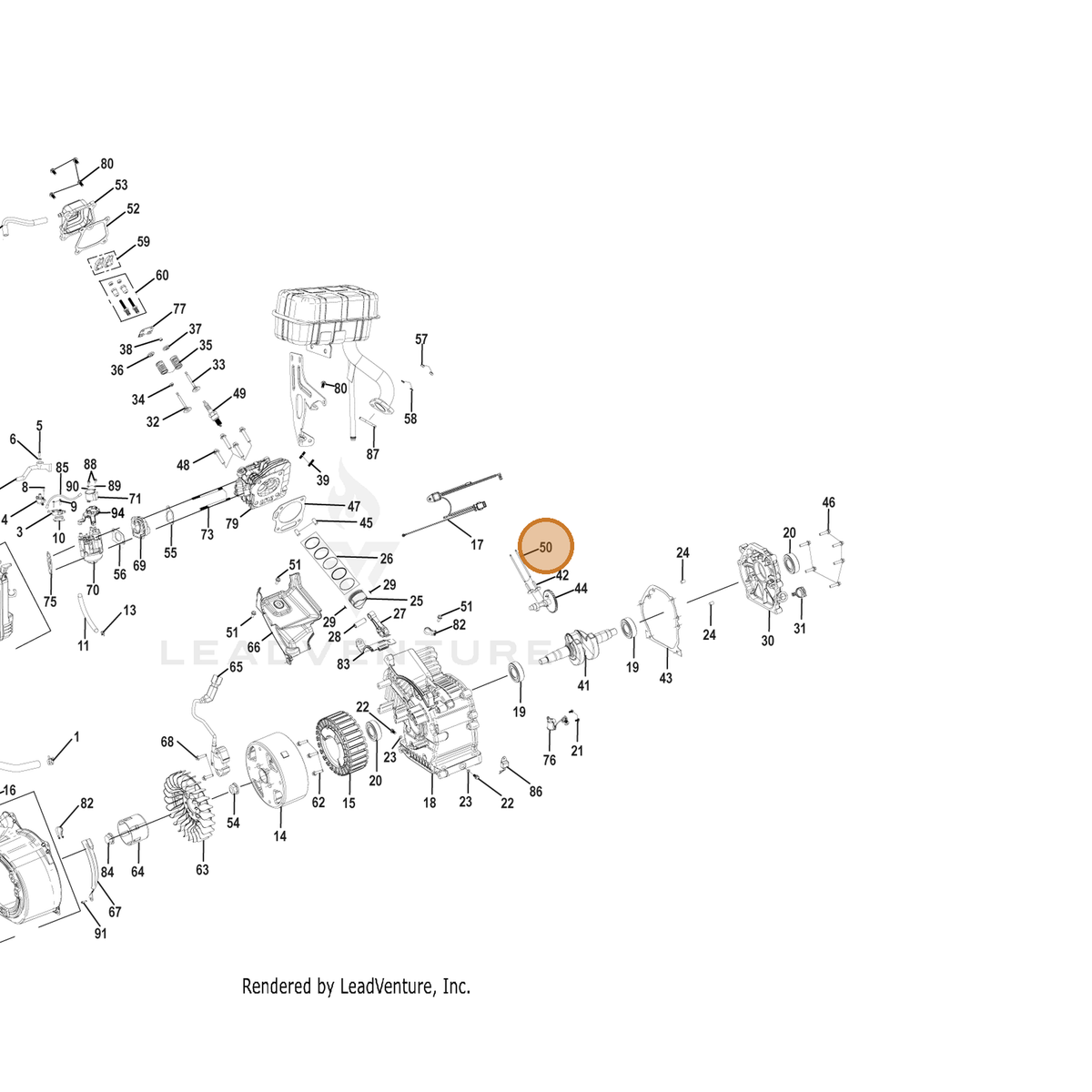 ECHO part YH458001250 — IPL diagram snippet (6x zoom, amber highlight)