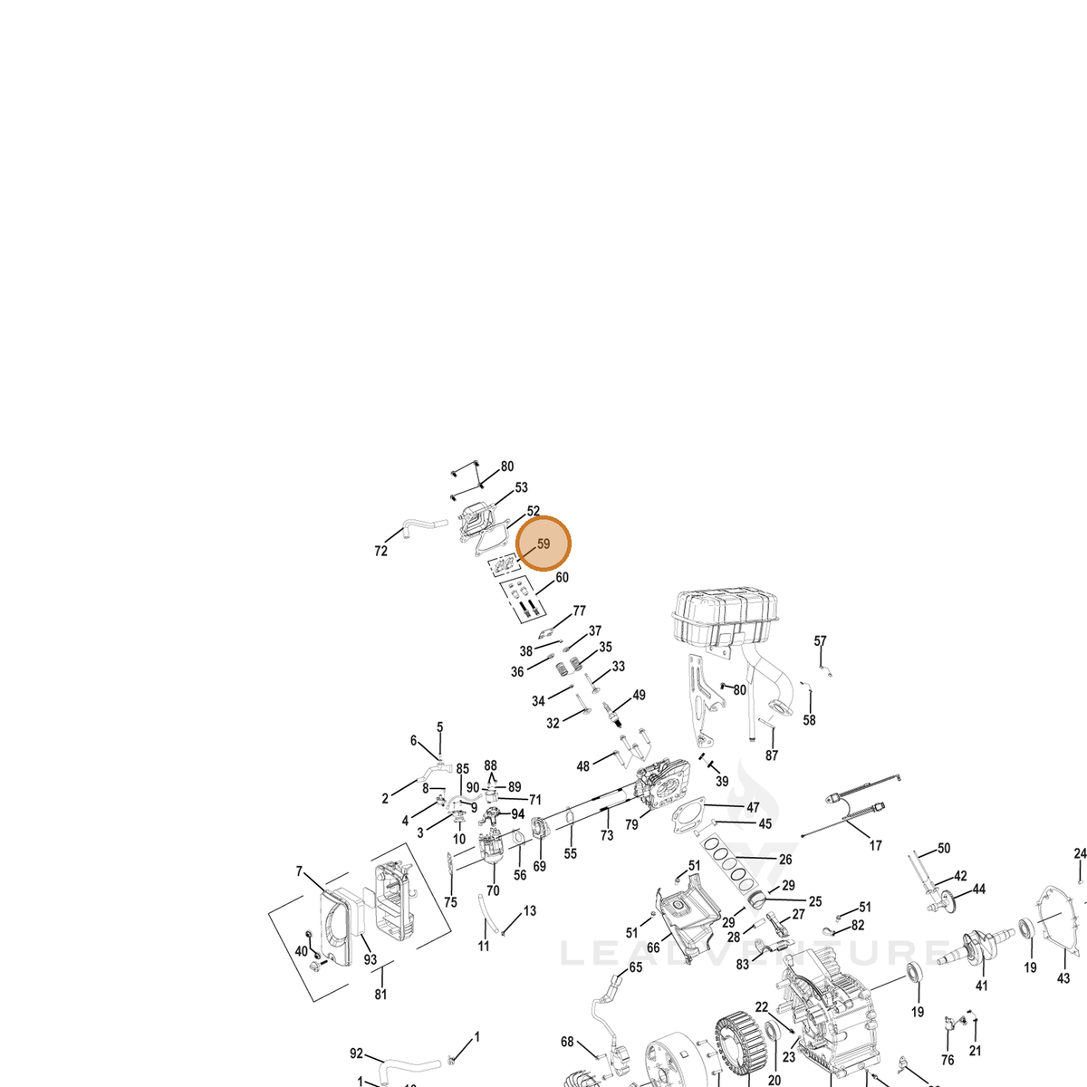 ECHO part YH458001270 — IPL diagram snippet (6x zoom, amber highlight)