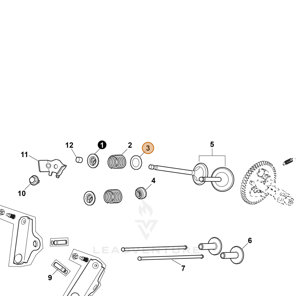 ECHO part YH458001370 — IPL diagram snippet (6x zoom, amber highlight)