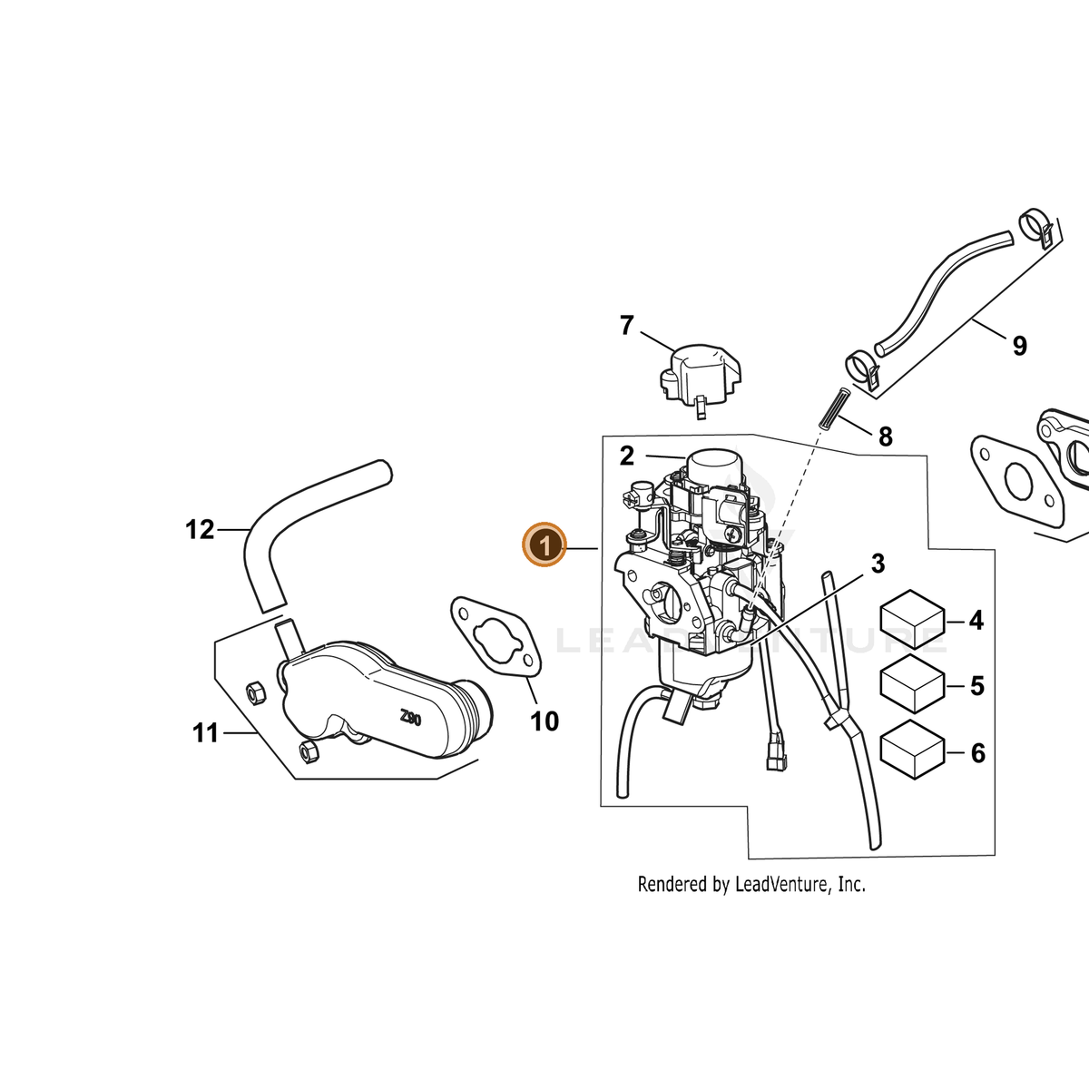 ECHO part YH459000040 — IPL diagram snippet (6x zoom, amber highlight)