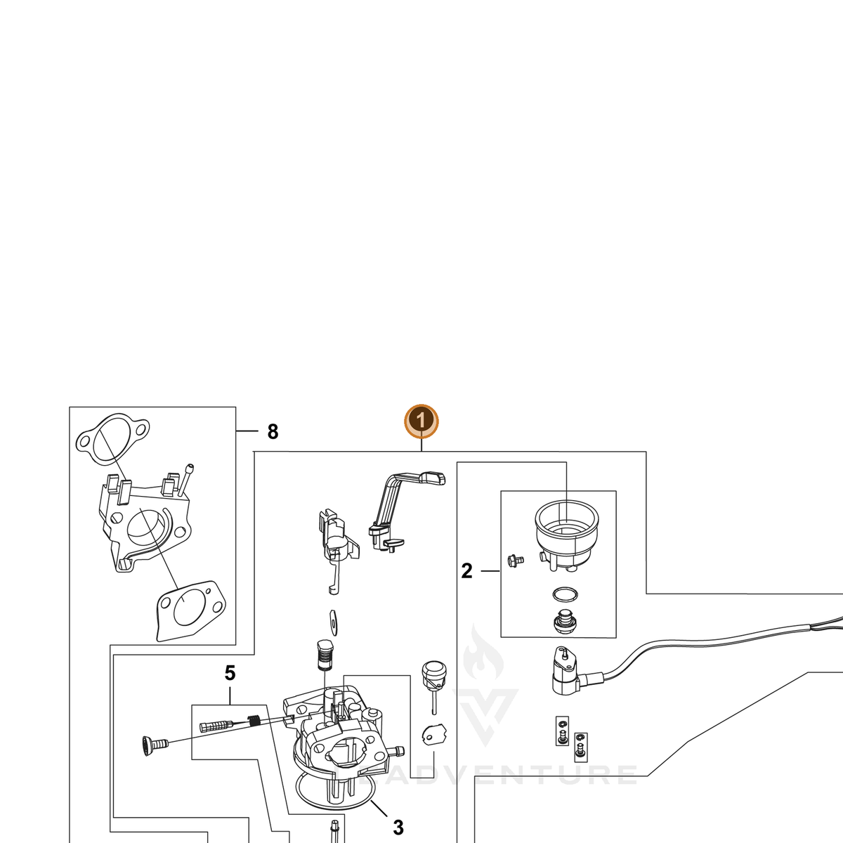 ECHO part YH459000080 — IPL diagram snippet (6x zoom, amber highlight)