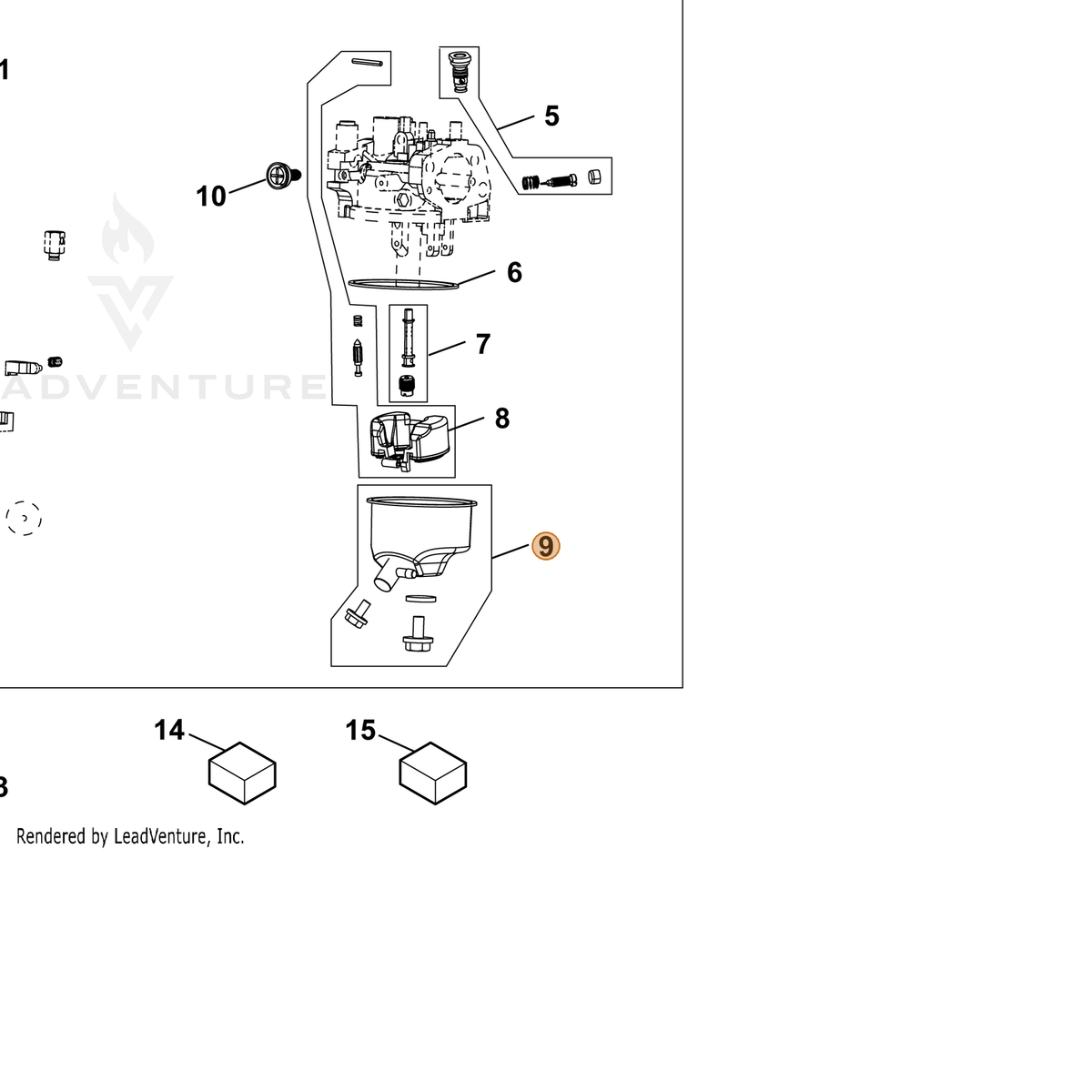 ECHO part YH459000110 — IPL diagram snippet (6x zoom, amber highlight)