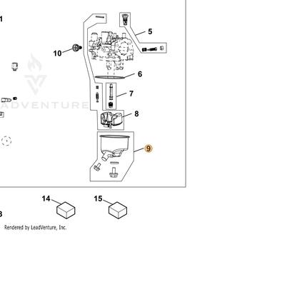 ECHO part YH459000110 — IPL diagram snippet (6x zoom, amber highlight)