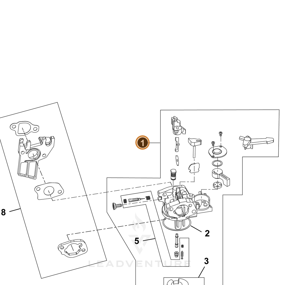ECHO part YH459000120 — IPL diagram snippet (6x zoom, amber highlight)