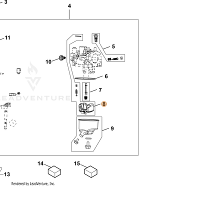 ECHO part YH459000130 — IPL diagram snippet (6x zoom, amber highlight)
