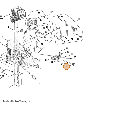 Echo part YH459000170 — IPL diagram snippet (6x zoom, amber highlight)