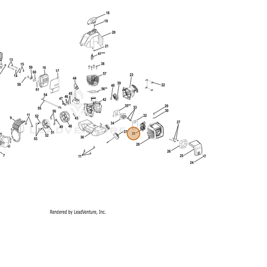 Echo part YH459000180 — IPL diagram snippet (6x zoom, amber highlight)