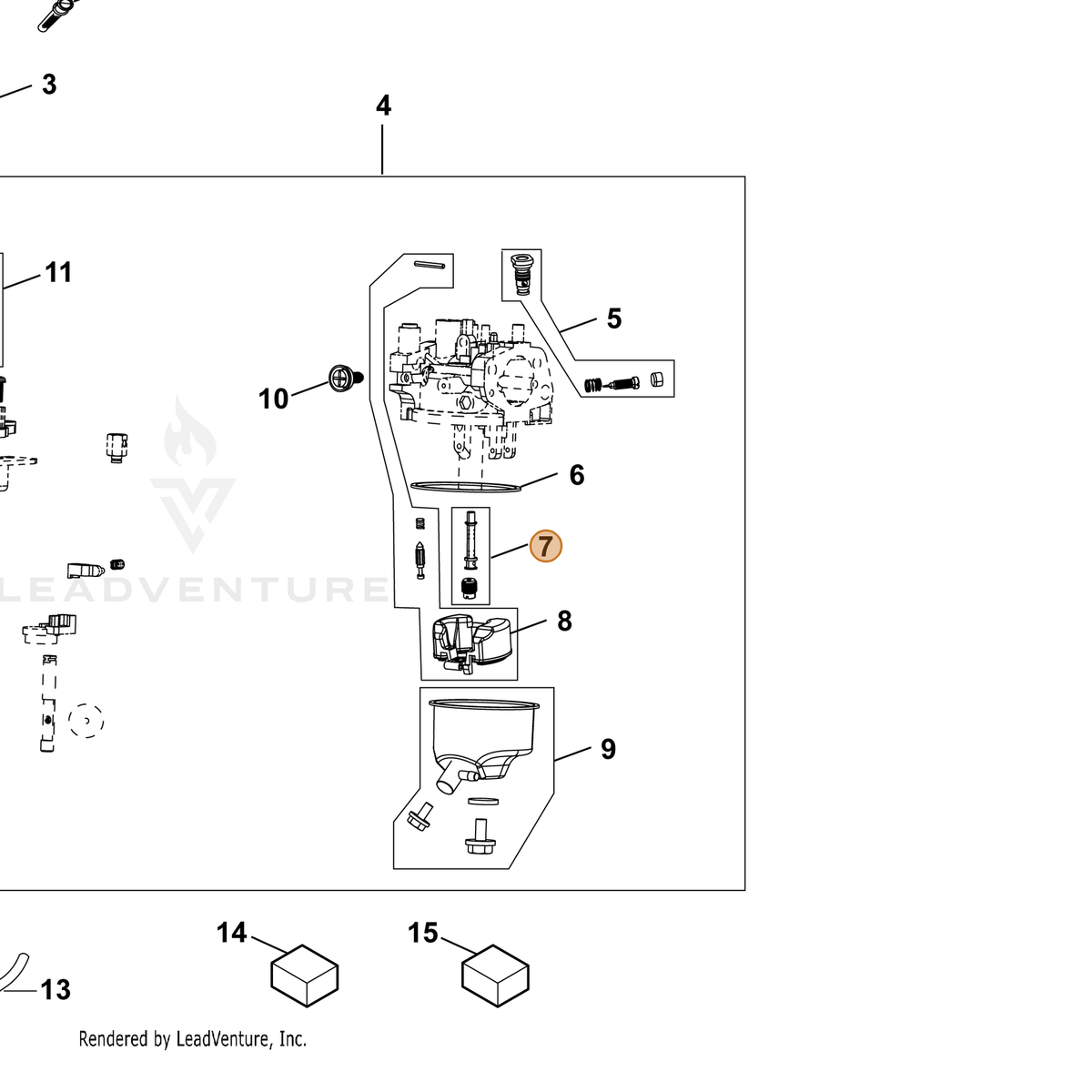 ECHO part YH459000320 — IPL diagram snippet (6x zoom, amber highlight)