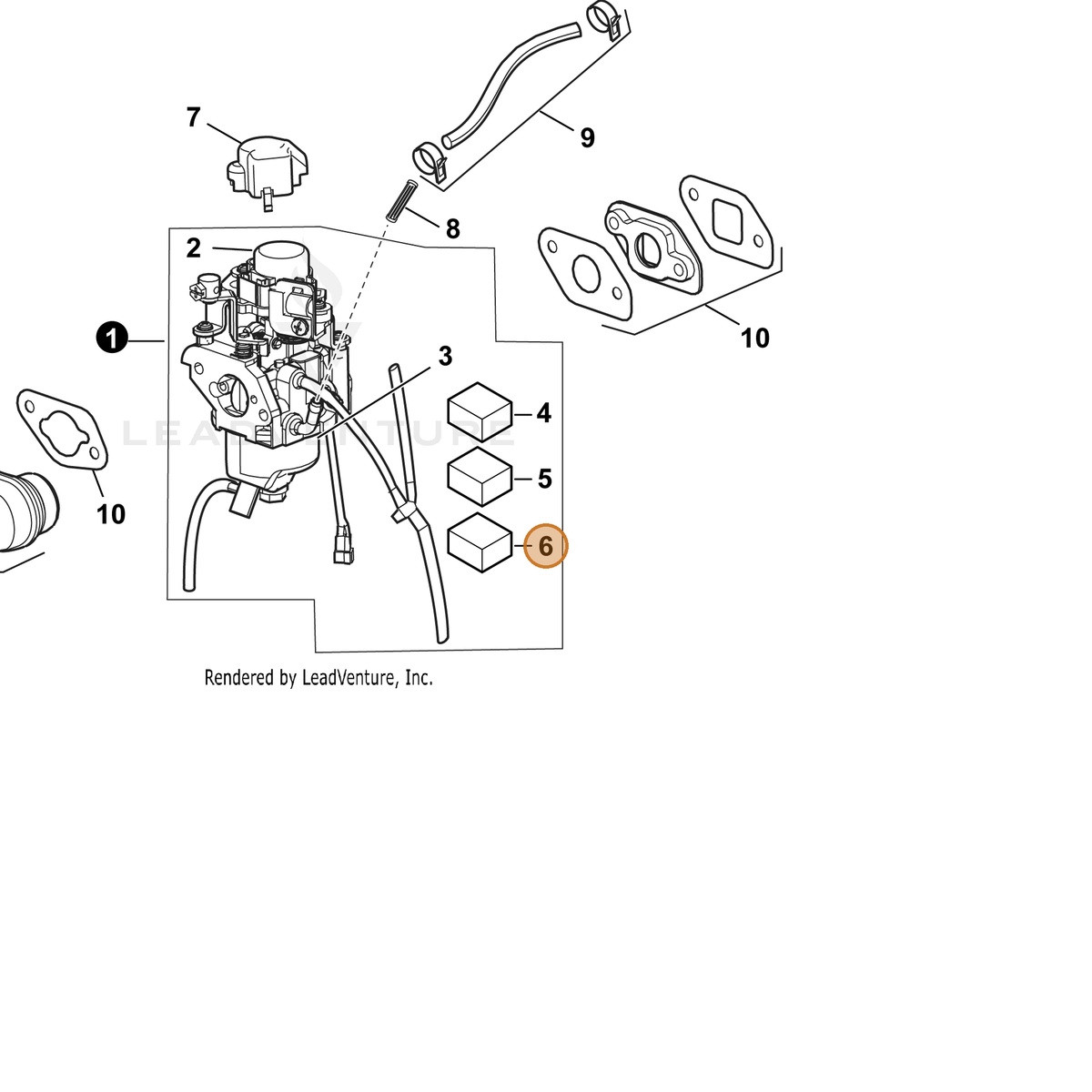 ECHO part YH459000380 — IPL diagram snippet (6x zoom, amber highlight)