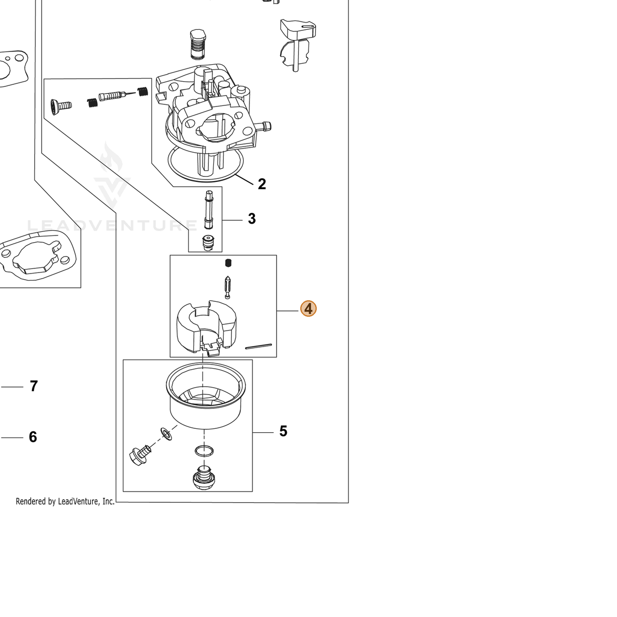 ECHO part YH459000400 — IPL diagram snippet (6x zoom, amber highlight)