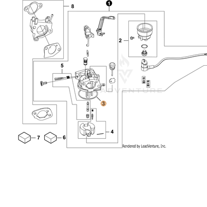ECHO part YH459000500 — IPL diagram snippet (6x zoom, amber highlight)