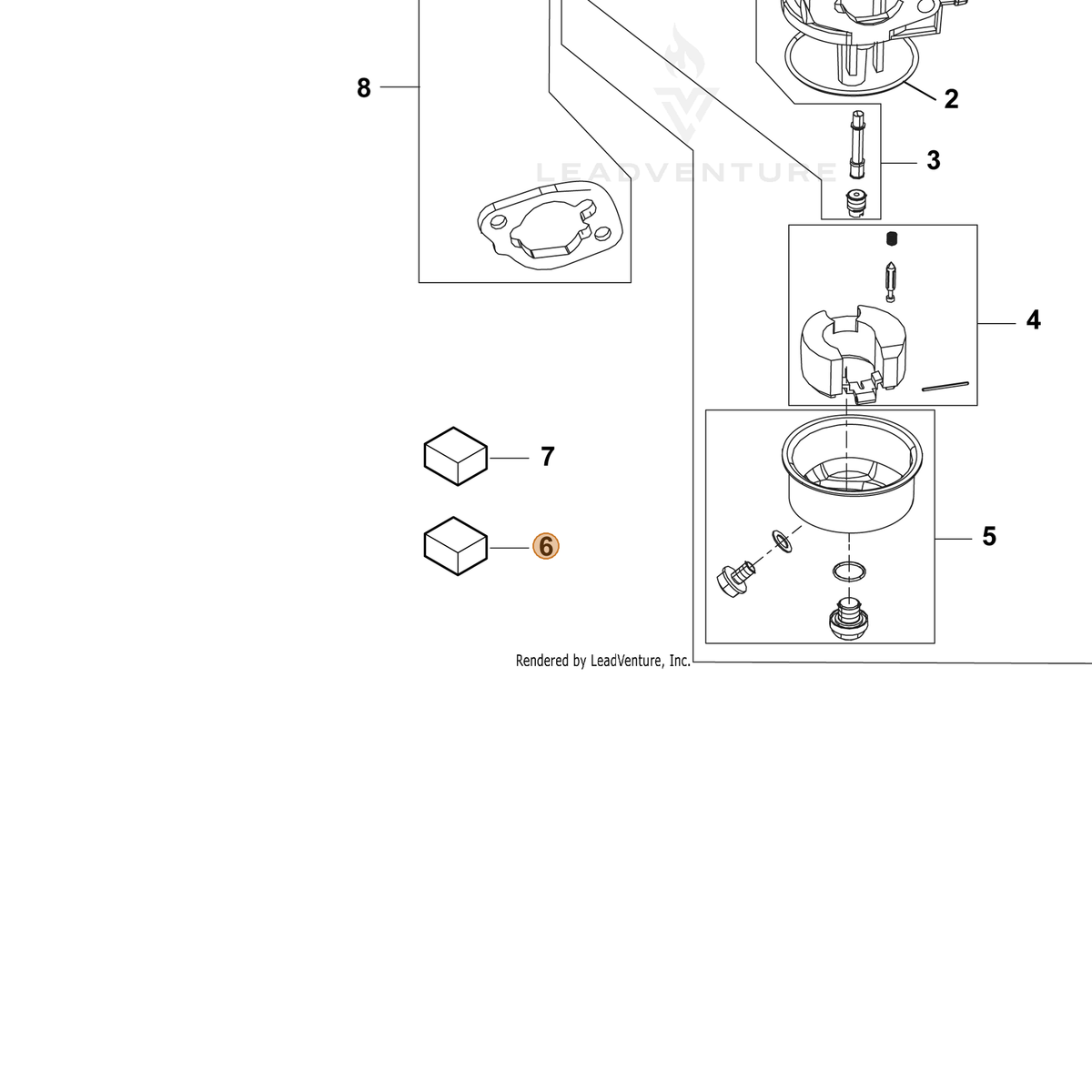 ECHO part YH459000530 — IPL diagram snippet (6x zoom, amber highlight)