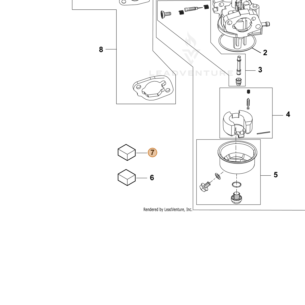 ECHO part YH459000540 — IPL diagram snippet (6x zoom, amber highlight)