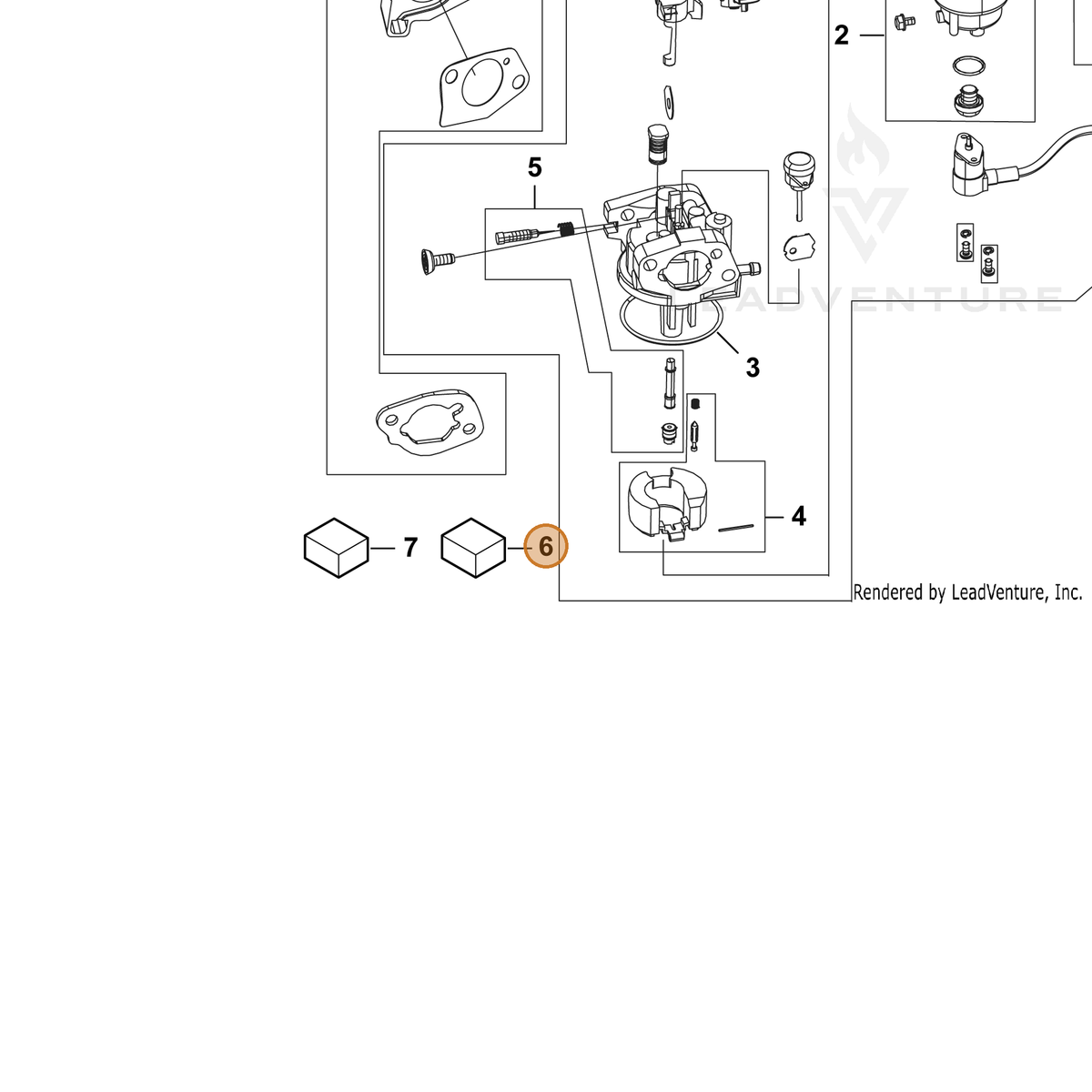 ECHO part YH459000550 — IPL diagram snippet (6x zoom, amber highlight)