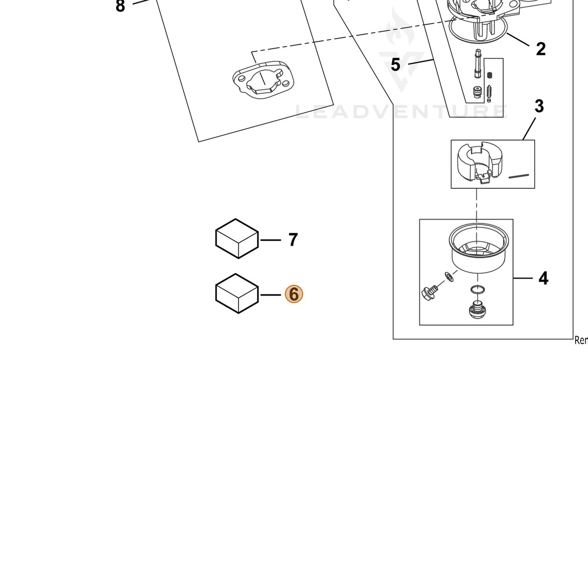 ECHO part YH459000570 — IPL diagram snippet (6x zoom, amber highlight)