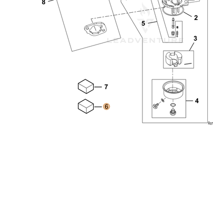 ECHO part YH459000570 — IPL diagram snippet (6x zoom, amber highlight)
