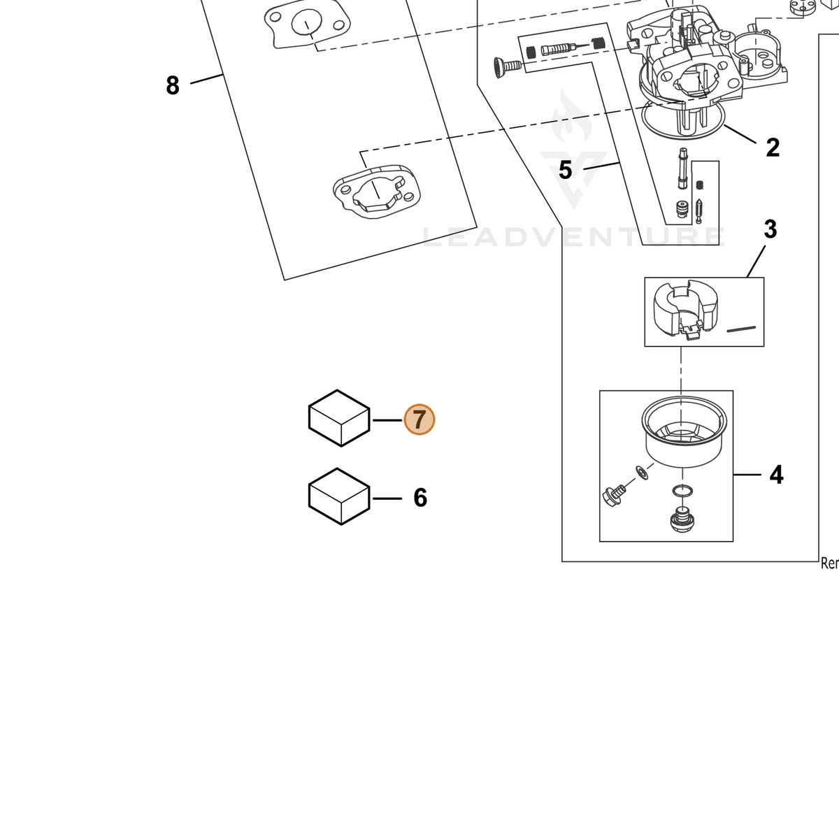 ECHO part YH459000580 — IPL diagram snippet (6x zoom, amber highlight)