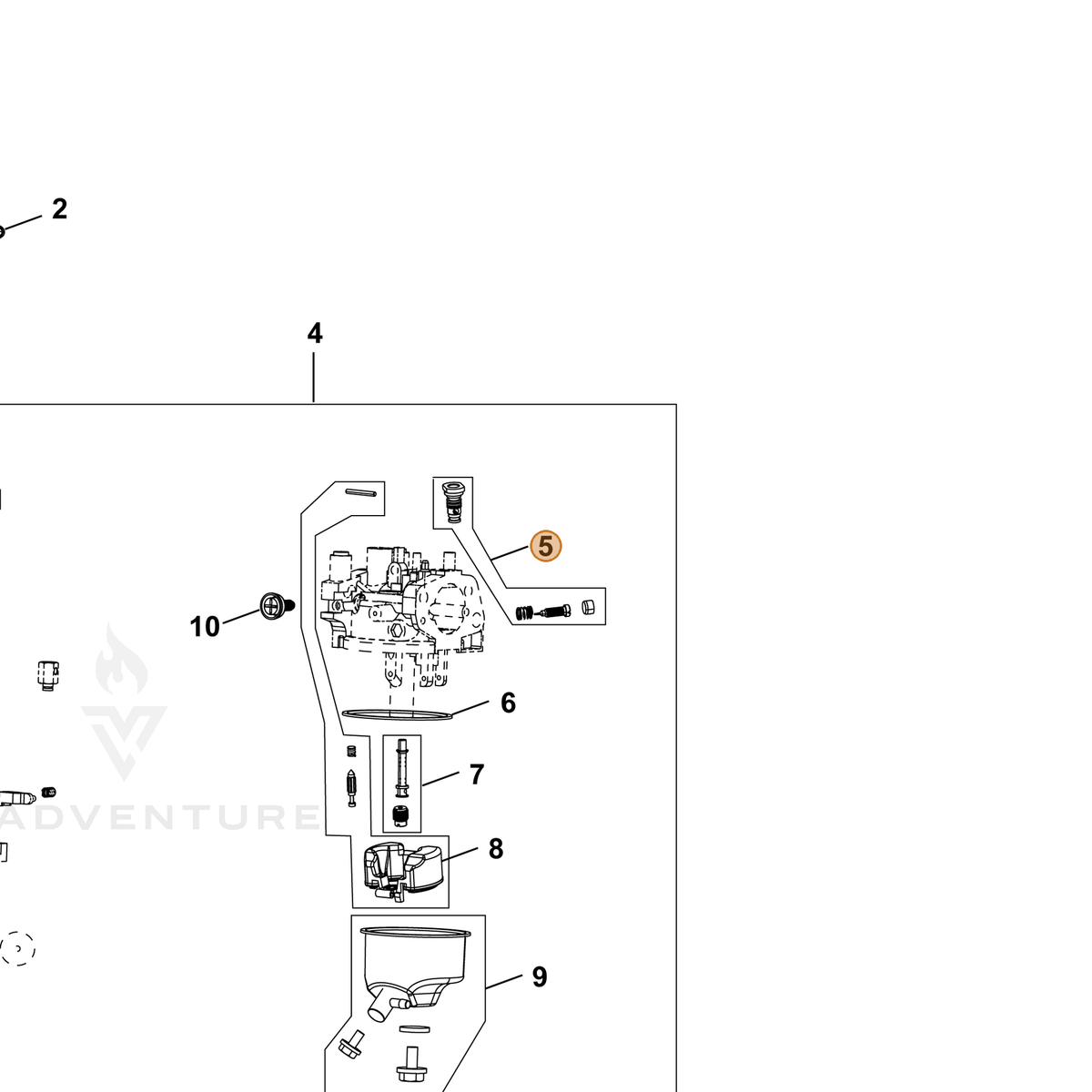 ECHO part YH459000610 — IPL diagram snippet (6x zoom, amber highlight)